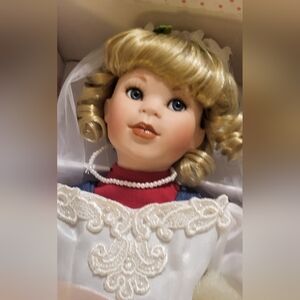 Paradise Galleries Premier Edition Porcelain Doll BRIDE w/Stand & 2nd Outfit